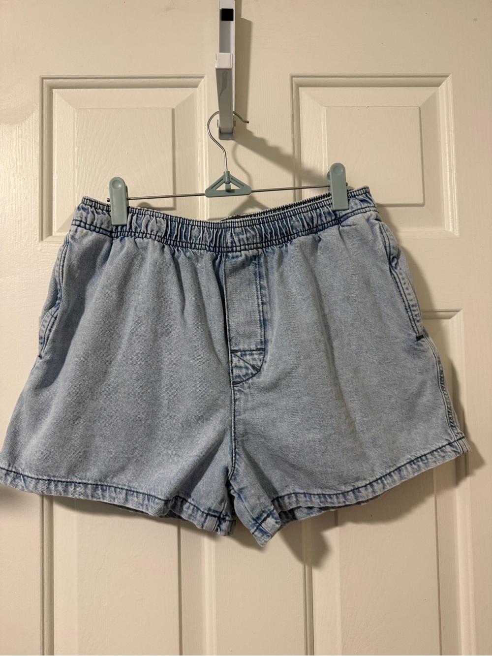 Zara Light Blue Denim Elastic-Waist Women's Shorts